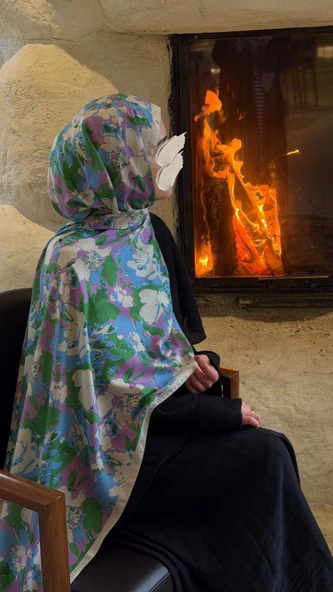 Pamuklu Garden Desen Şal-Bebe Mavi - Resim 10