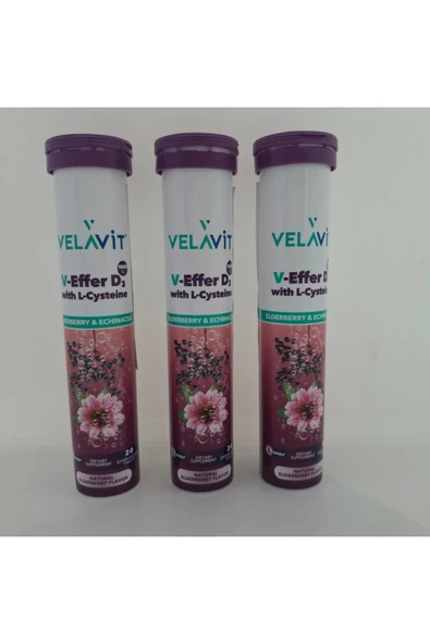 V-Effer D3 with L-Cysteine 20 Efervesan Tablet 3'lü hızlı İmmun Paket- KOFRE ürün görseli 1