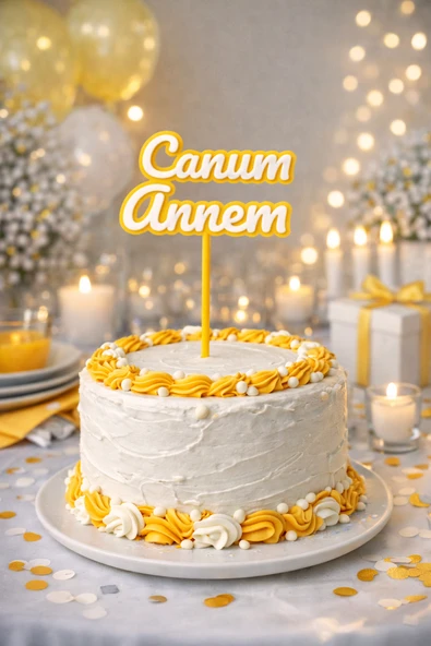 Türk Ailem Pasta Süsleme Seti | Çok Renkli 3D - Canım Annem ürün görseli 1