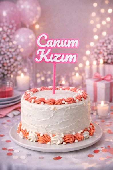 Türk Ailem Pasta Süsleme Seti | Çok Renkli 3D - Canım Kızım ürün görseli 1