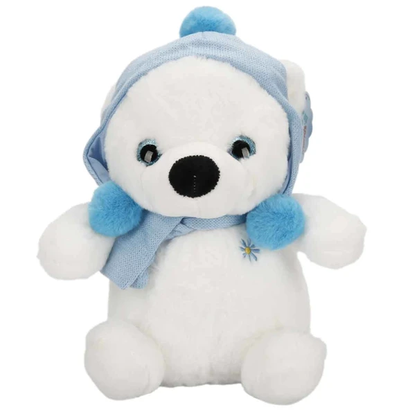 Şapkalı ve Atkılı Peluş Kutup Ayısı 30 cm S00004773 ürün görseli 1