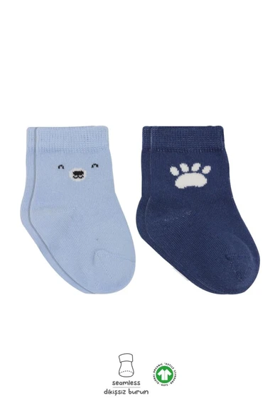 2'Li Bear Penye Soket Çorap 10116 Mavi ürün görseli 1
