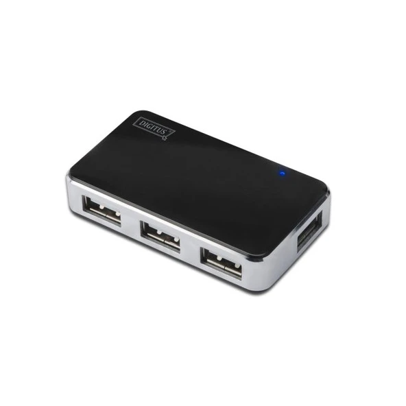 Digitus USB 2.0 Çoklayıcı Siyah-Gümüş (4 Port) ürün görseli 1
