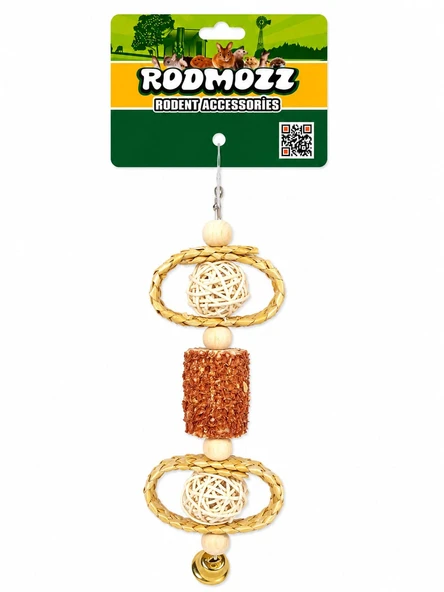 Rodmozz Premium Mısır Koçanlı Hasır Halkalı Kemirgen Oyuncağı ürün görseli 1