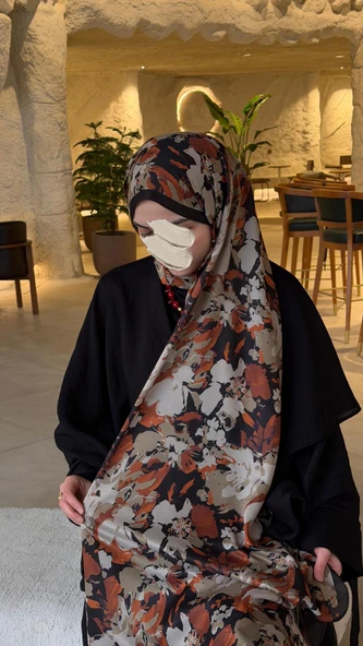 Pamuklu Garden Desen Şal-Taba - Resim 12