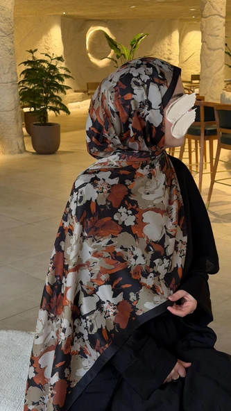 Pamuklu Garden Desen Şal-Taba - Resim 11