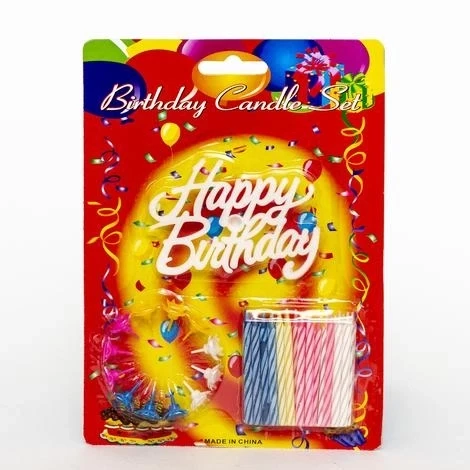 Rengarenk Mumlu Beyaz Happy Birthday Yazılı Doğum Günü Mumu 12 Adet ürün görseli 1