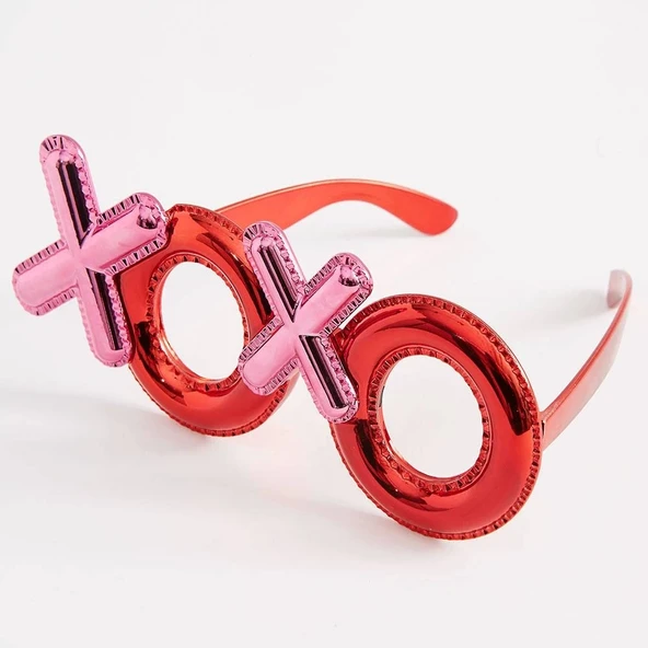 Kırmızı Renk Xoxo Yazılı Parti Gözlüğü 17x7 Cm ürün görseli 1