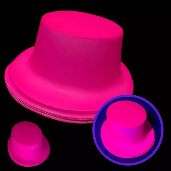 Neon Partisi Pembe Renk Plastik Fötr Şapka ürün görseli 1