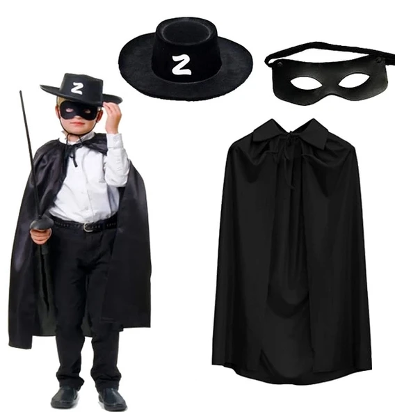 Zorro Pelerini Şapkası Ve Maske Seti Çocuk Boy ürün görseli 1