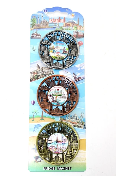 İstanbul Temalı Metal Magnet 3'lü Set Alk2890 ürün görseli 1