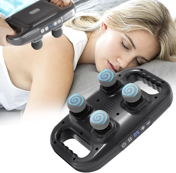 4 Başlıklı Masaj Sı - Ergonomik Derin Doku Sırt Ve Boyun Masaj Aleti Ağrı Ve Sızı Giderici ürün görseli 1