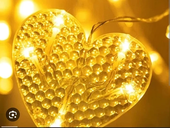 Kalp Perde Led 3m 6 Sıra 12 Adet Kalp Led Işık Gün Işığı ürün görseli 1