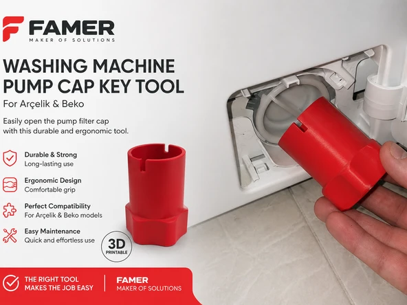 Arçelik Beko Çamaşır Makinesi Pompa Kapağı Anahtar Aleti ürün görseli 1