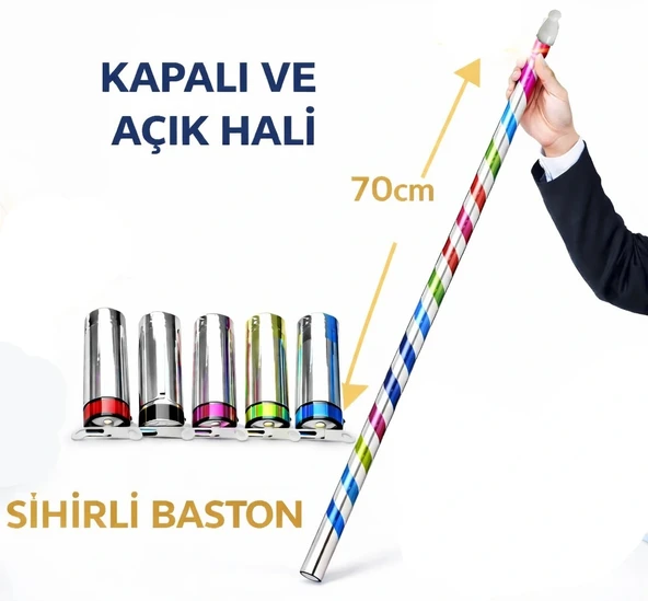 Sihirli Açılır Baston – Mendilden Bastona İlizyon Oyunu (70 Cm) ürün görseli 1