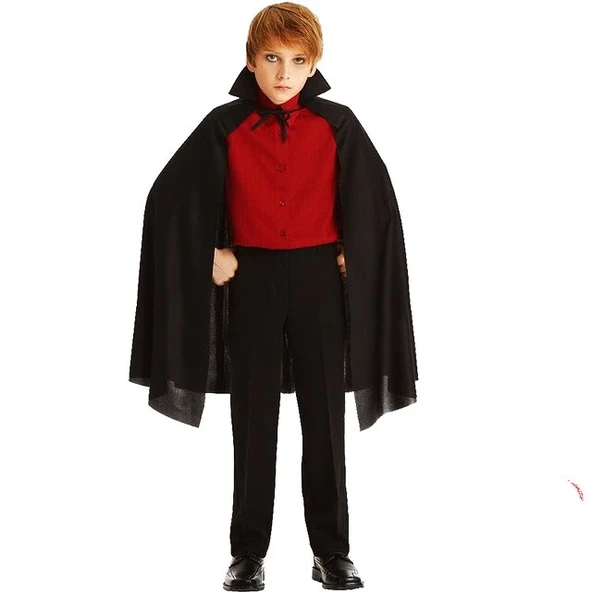 Siyah Yakalı Pelerin - Vampir Pelerin - Dracula Pelerin 90 Cm ürün görseli 1
