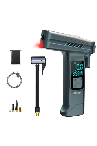Araba Hava Pompası 4’ü 1 Arada: Kompresör + Cam Kırıcı + Kemer Kesici + Led Işık Şarjlı 4000mah Araç Kompresörlü ürün görseli 1