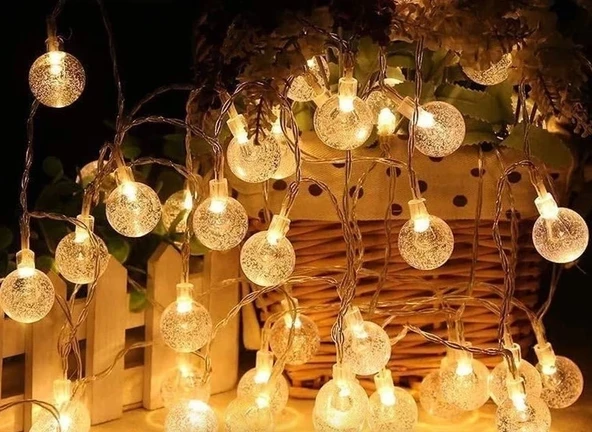 5m 28 Led Kristal Top Gün Işığı Şeffaf Kablo Fişli Eklemeli Mz-18-14 ürün görseli 1
