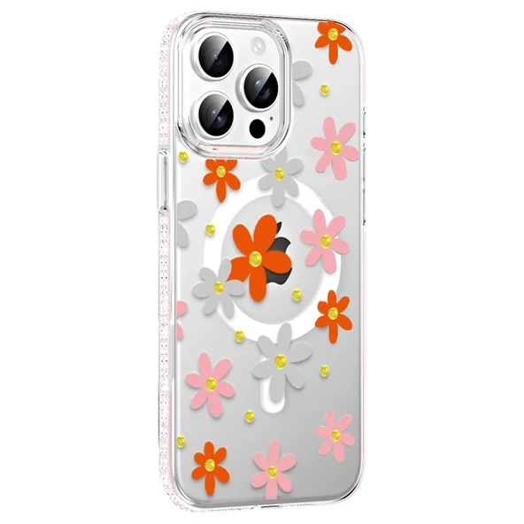 Joko Apple İphone 14 Pro Max Floral Magsafe Kapak - Turuncu ürün görseli 1