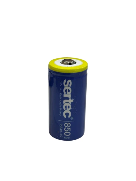 Sertec 3.7v Li-ion 16340 - 850 Mah 3c Başlı Şarjlı Pil ürün görseli 1