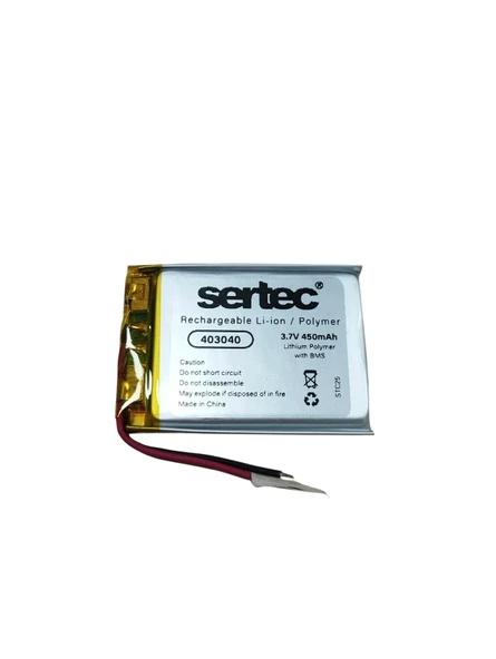 Sertec 403040 3.7v 450 Mah Li-polymer Pil (devreli/1.5a) ürün görseli 1