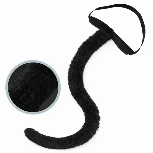 Siyah Peluş Kuyruk Şekil Verilebilir 70 Cm ürün görseli 1