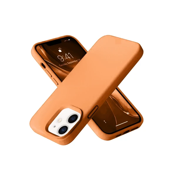 Apple İphone 12 Kılıf Nano İçi Kadife Silikon - Turuncu ürün görseli 1