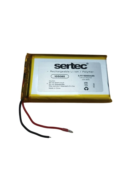 Sertec 105080 3.7v 5000 Mah Li-polymer Pil (devreli/1.5a) ürün görseli 1