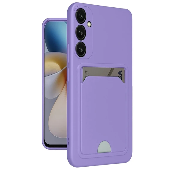 Samsung Galaxy A55 5g Kılıf Kelvin Kartvizitli Silikon - Lila ürün görseli 1