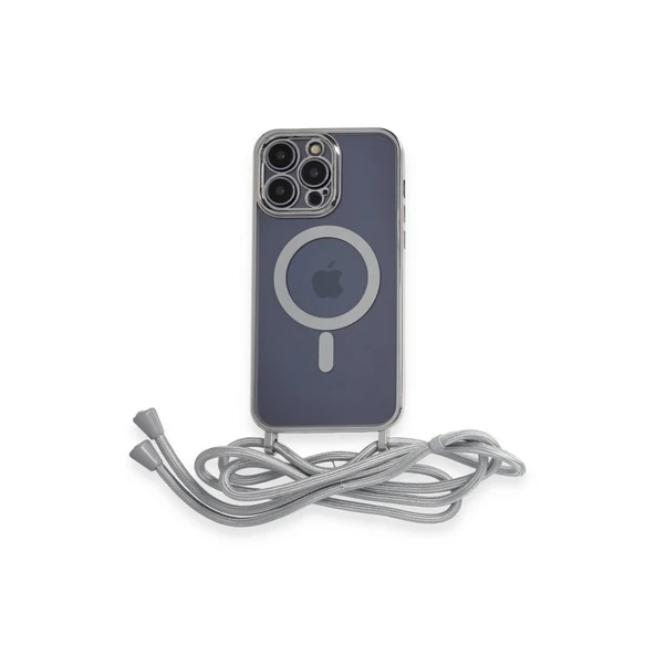 Apple İphone 12 Pro Kılıf Divo Lazer Askılı Magsafe Kapak - Gümüş ürün görseli 1