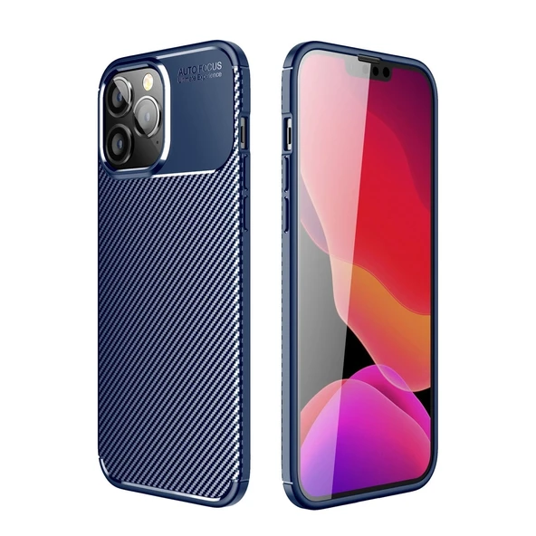 Apple İphone 14 Pro Kılıf Auto Focus Karbon Kapak - Lacivert ürün görseli 1