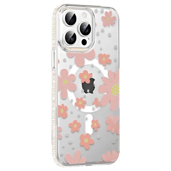 Joko Apple İphone 15 Pro Floral Magsafe Kapak - Pembe ürün görseli 1