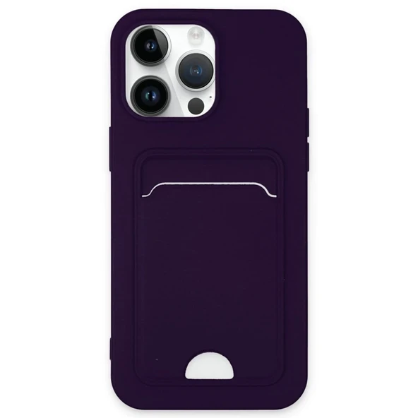 Apple İphone 14 Pro Kılıf Kelvin Kartvizitli Silikon - Derin Mor ürün görseli 1