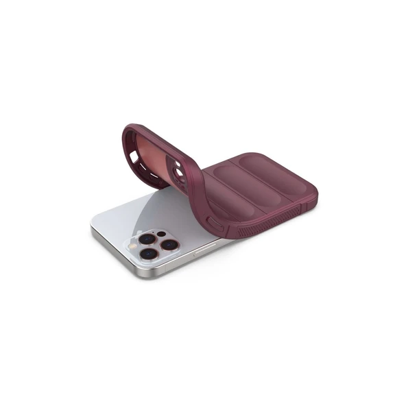 Apple İphone 12 Pro Kılıf Optimum Silikon - Bordo - Resim 4