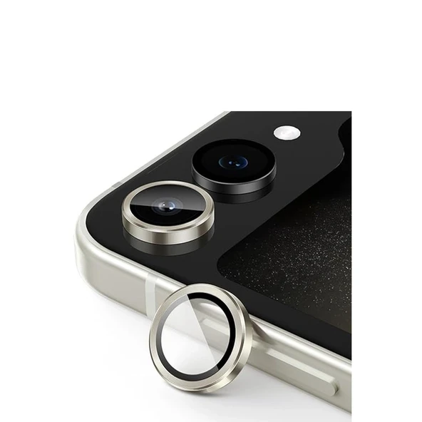 Samsung Galaxy Z Flip 5 Valdez Metal Kamera Lens - Krem ürün görseli 1