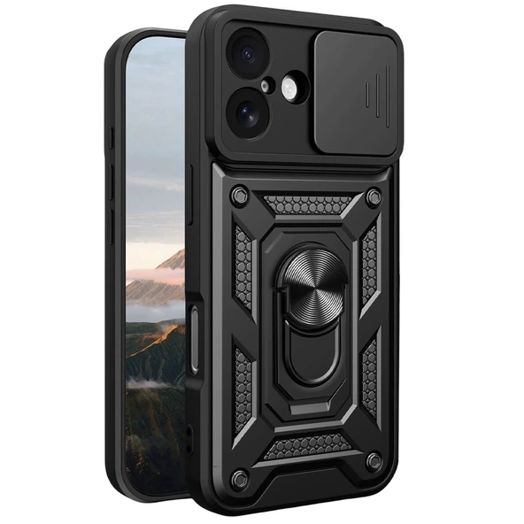 Apple İphone 17 Pars Lens Yüzüklü Silikon - Siyah - Resim 2