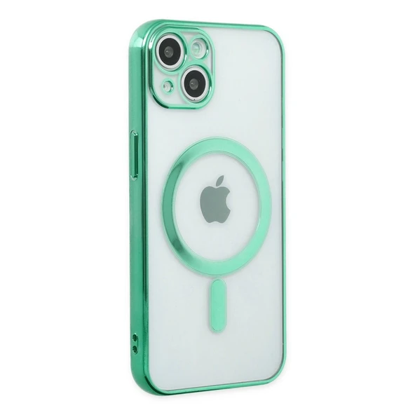 Apple İphone 14 Plus Kılıf Magneticsafe Lazer Silikon - Haki Yeşil ürün görseli 1