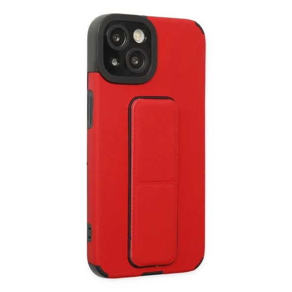 Apple İphone 14 Plus Kılıf Mega Standlı Silikon - Kırmızı - Resim 2