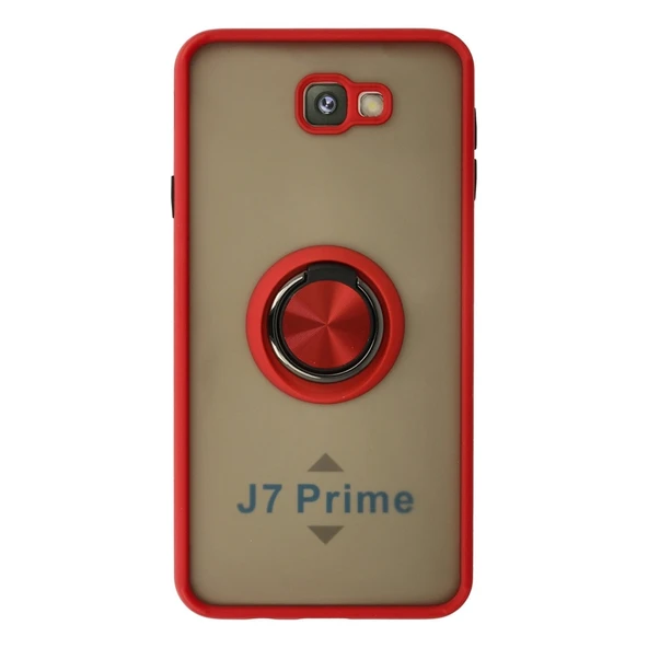 Samsung Galaxy J7 Prime Kılıf Montreal Yüzüklü Silikon Kapak - Kırmızı ürün görseli 1