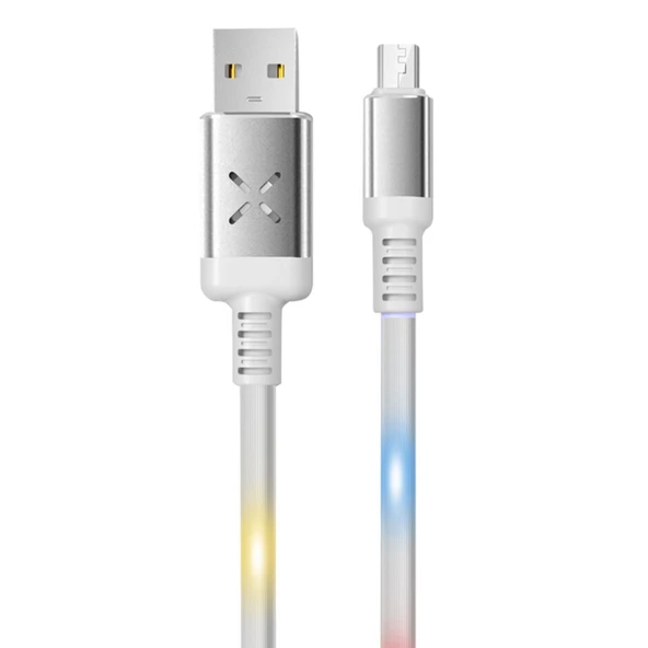Dc09 Ses Duyarlı Işıklı Micro Usb Kablo 1m 2a - Beyaz ürün görseli 1