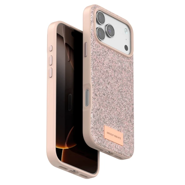 Onegif Apple İphone 17 Pro Max Bright Simli Kapak - Pembe ürün görseli 1