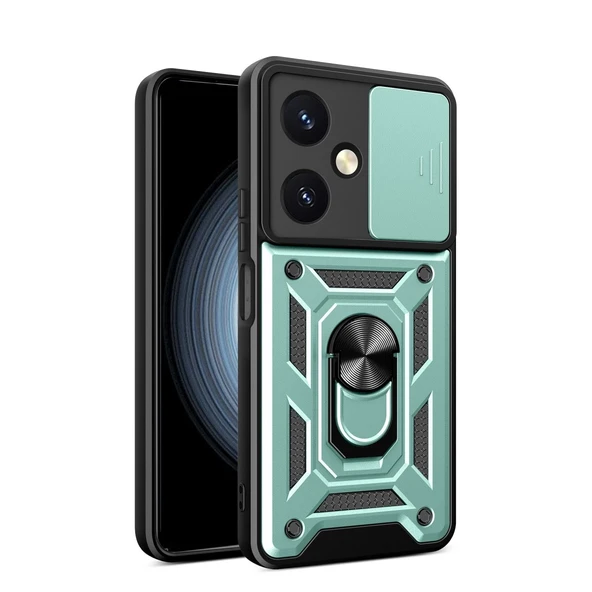Vivo Y27 Kılıf Pars Lens Yüzüklü Silikon - Yeşil ürün görseli 1