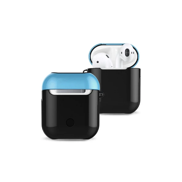 Apple Airpods 2 (2.nesil) 3in1 Kılıf - Siyah-mavi ürün görseli 1