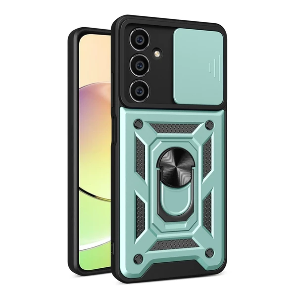 Samsung Galaxy A15 4g Kılıf Pars Lens Yüzüklü Silikon - Yeşil ürün görseli 1