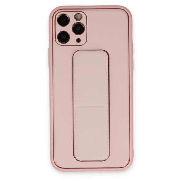 Apple İphone 11 Pro Kılıf Coco Deri Standlı Kapak - Pembe ürün görseli 1