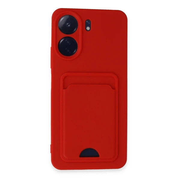 Xiaomi Redmi 13c Kılıf Kelvin Kartvizitli Silikon - Kırmızı ürün görseli 1