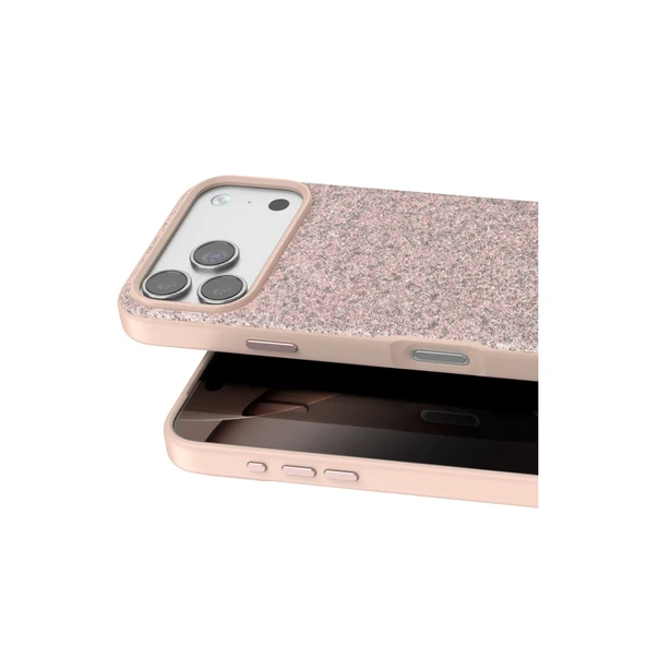 Onegif Apple İphone 17 Pro Max Bright Simli Kapak - Pembe - Resim 2