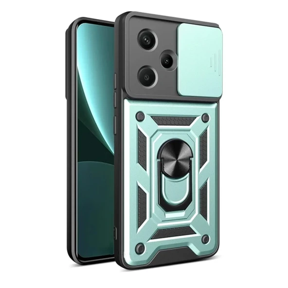 Xiaomi Redmi Note 13 Pro Plus Kılıf Pars Lens Yüzüklü Silikon - Yeşil ürün görseli 1