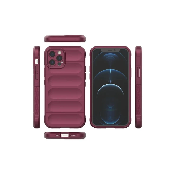 Apple İphone 12 Pro Kılıf Optimum Silikon - Bordo - Resim 3