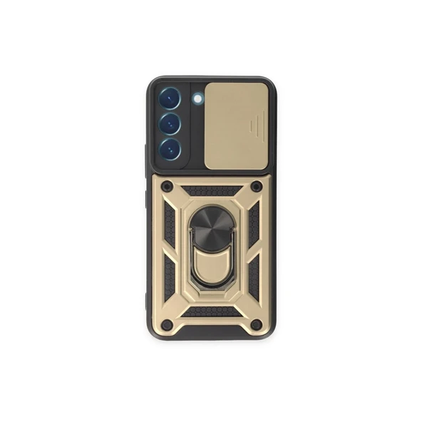 Samsung Galaxy S24 Kılıf Pars Lens Yüzüklü Silikon - Gold ürün görseli 1